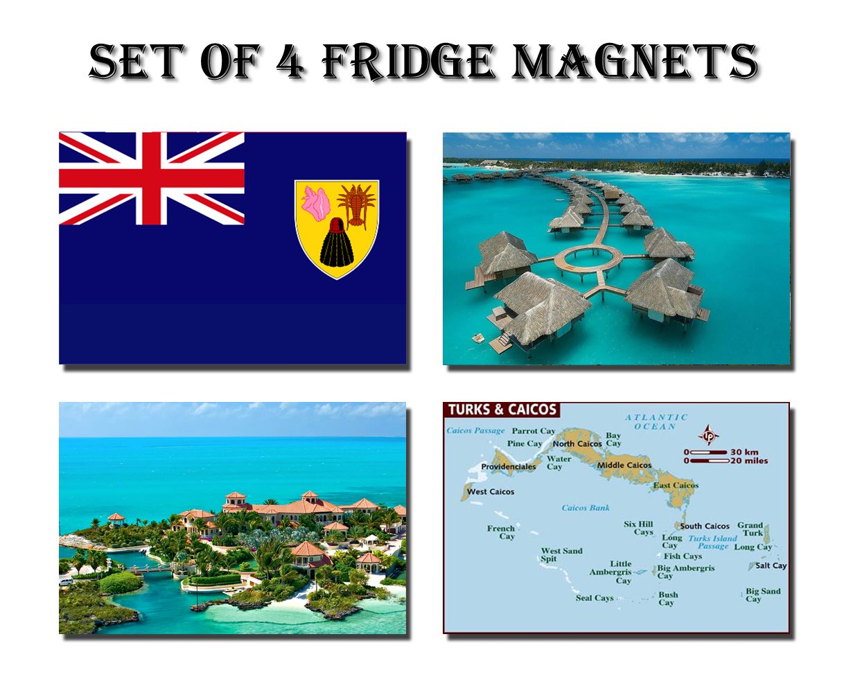 Set Of 4 Turks And Caicos Islands Refrigerator Magnets Fridge
