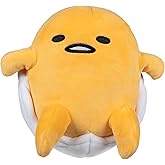 Jazwares Hello Kitty and Friends - 8” Gudetama Squishy Plush Relaxing in an Egg Shell - Officially Licensed Sanrio Product Ages 6+