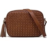 AFKOMST Woven Crossbody Bags for Women Small Summer Purse and Boho Cross Body Handbag with Tassel, Vegen Leather | Fit Long Wallet, Spacious Room