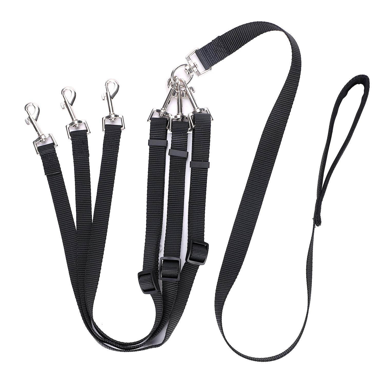 3 in 1 Dog Leashes Traction Rope Detachable Long Nylon Rope Lead 3 Way Dog Leads Splitter Pet Triple Lead for Double Triple Puppy Cats Pet Walking(144-170cm adjustable)