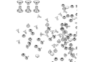 HARFINGTON 200 Sets Single Cap Rivets 3mm Carbon Steel Round Head Snaps Studs Fasteners Tubular Metal Studs for Leather Craft