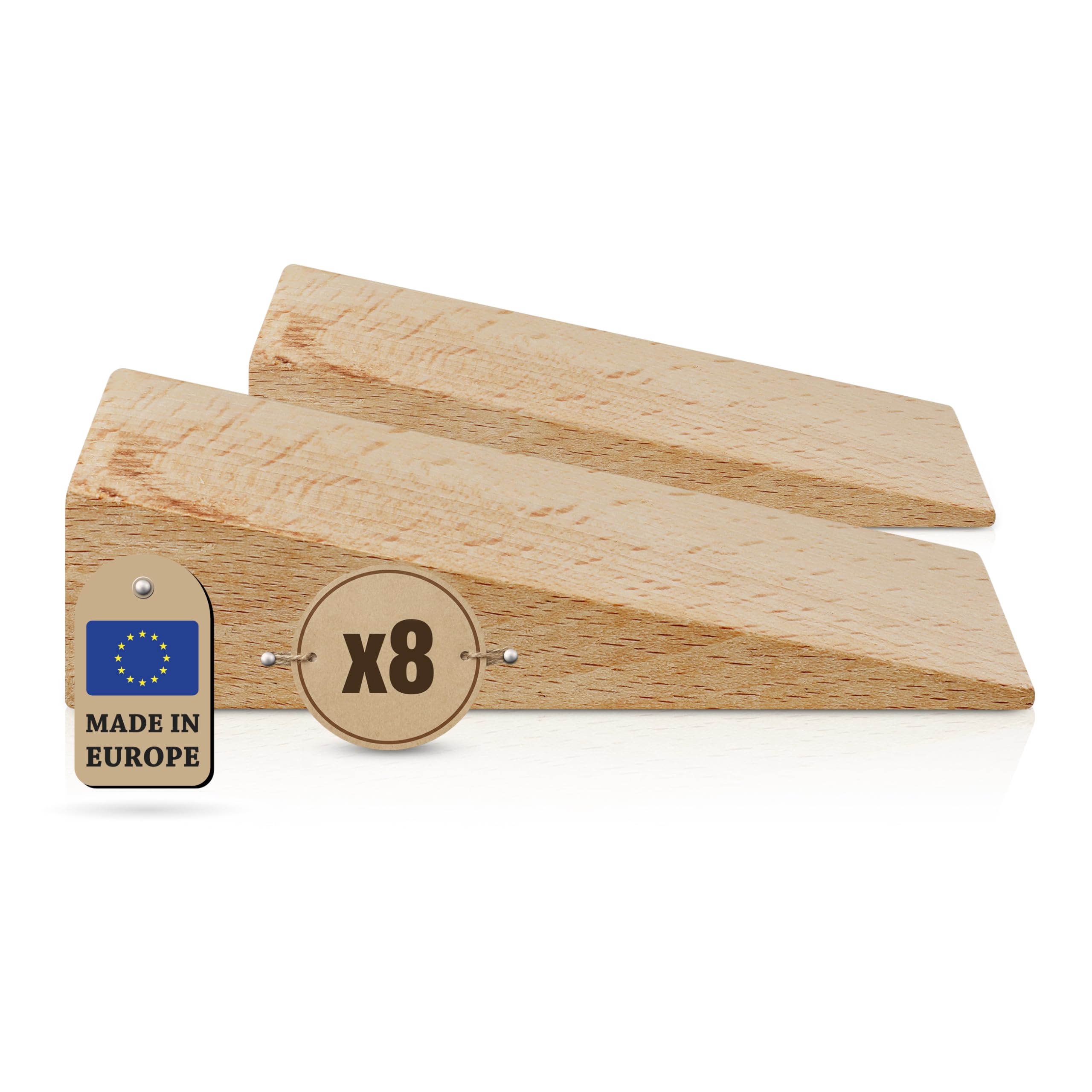 Tolux Wooden Wedges, Hardwood Wedge, Beech Wood Wedge, Wooden Doorstop, Handy Tool in Carpentry, Construction and Various DIY Projects, Size 150x50x40 mm, Pack of 8 pcs