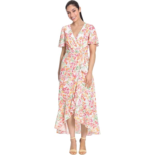 knee length dresses for ladies Baltic Born Womens Capri Smocked Maxi Dress | White Multi Print
