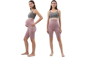 ALINA MAE MATERNITY Maternity Pregnant Over-Bump Shorts Pant with Pockets Stretch for Workout Yoga