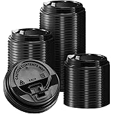 Lamosi 200 Pack Coffee Cup Lids for 10, 12, 16, 20, 24 oz Paper Cups, Disposable Plastic Cup Lids for Hot/Cold Drinking Cups, 3.54 Inches/90 mm Diameter - Black