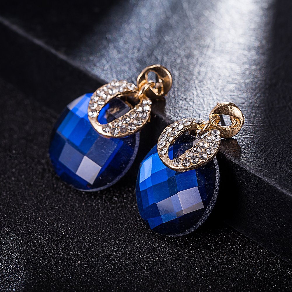 yellow chimes fancy party wear drop earrings for women (blue) (ycfjer-045rnd-bl)