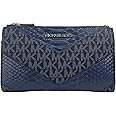 Michael Kors Jet Set Travel Large Double Zip Wallet MK Signature Multi Python Design (Navy), 35R4STVW3B