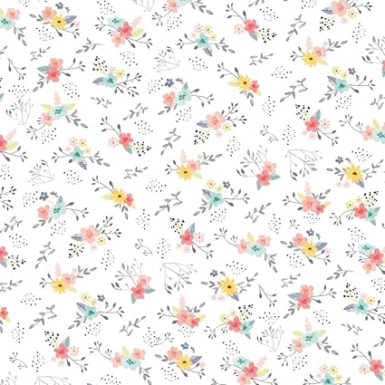 Amazon Com White Floral 12x12 Scrapbook Paper 4 Sheets