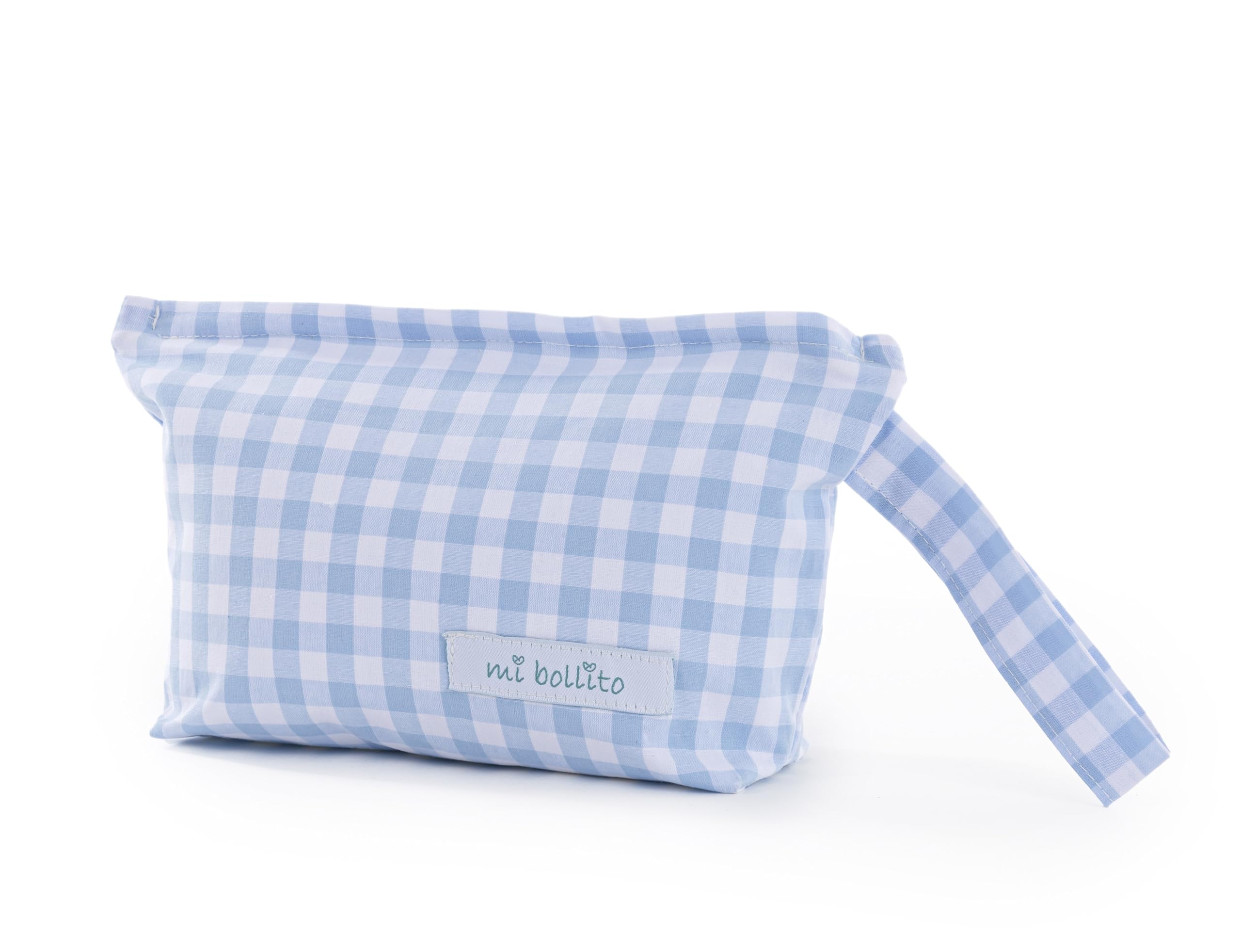 Mi Bollito - Baby toiletry bag - cotton diaper bag - small organiser bag for toiletries and baby hygiene accessories. Practical and convenient to carry., blue, Vichi