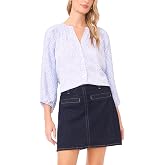 Vince Camuto Women's Pleated Raglan Sleeve Button Up Blouse