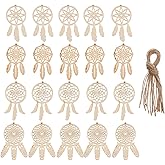 EXCEART Unfinished Wood Dream Catcher 40Pcs Wooden Dreamcatcher Dream Catcher Ornaments Homemade Wood Shape Embellishments