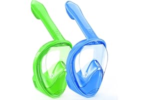 EZIRE Kids Snorkel Mask Full Face, Snorkeling Gear for Kids 2-14 with Camera Mount, 180 Degree Panoramic View Snorkeling Set Anti-Fog Anti-Leak