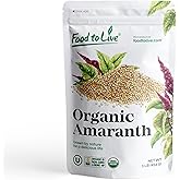 Food to Live Organic Amaranth Flour, 1 Pound - Non-GMO, Fine Meal, Whole Grain Flour, Stone-Ground, Kosher, Vegan, Bulk Powder. High Fiber, Protein. For Flour Blends. Perfect for Baking, Thickener.