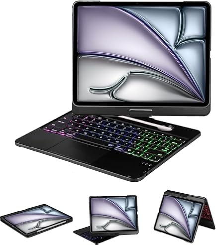 Estuche giratorio de 360 grados de acrílico de cuero PU con teclado inalámbrico