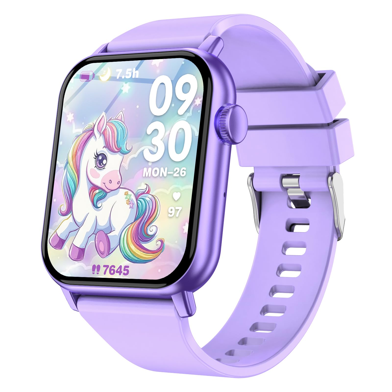 Photo 1 of Smart Watch for Kids, 12 Puzzle Games HD Touch Screen Watches, Step Counter, Heart Rate/Sleep Monitor, Flashlight, Music Player,12/24 hr Educational Toys Birthday Gifts for Girls Ages 6-12 (Purple)