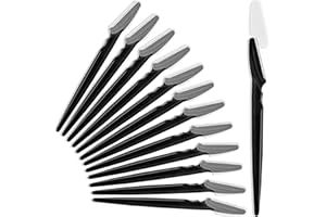 HFATMOS 12 Pcs Eyebrow Razors, Face Razors Multipurpose, Exfoliating Dermaplaning Tools, Eyebrow Trimmers Shaver with Safety Cover, Facial Hair Removal for Women Men Body Use (Black)