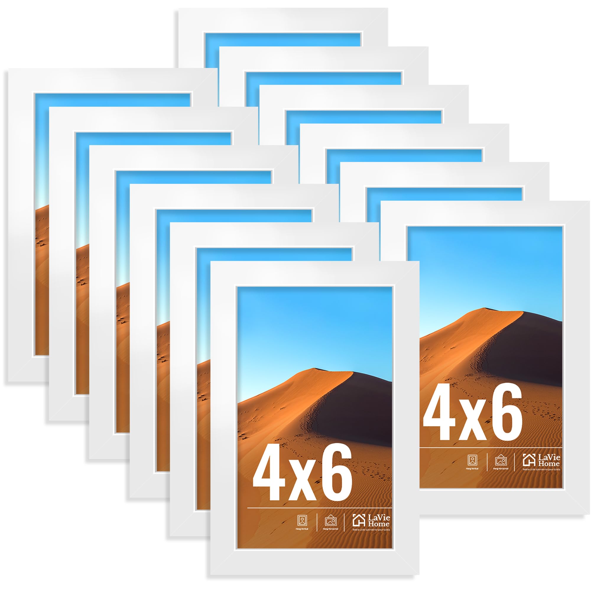Photo 1 of LaVie Home 4x6 Picture Frames Set of 12,Frame for 4x6 Pictures,Photo Frames for Wall Mounting or Table Top Display,White