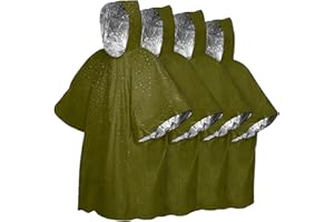 Meiguihai 4 Pcs Emergency Survival Poncho,Foil Blanket to Keep You Dry and Warm from Rain,Reusable Outdoor Survival Poncho Ca