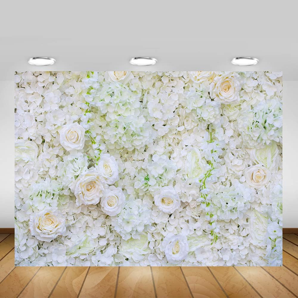 Mehofoto 7x5ft Flower Backdrop White Rose Bridal Shower Newborn Baby Photo Booth Backdrops Vinyl Valentine's Day Baby Shower Wedding Photography Background - Image 3