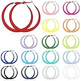 Sasylvia 16 Pairs Colored Hoop Earrings for Women Matte Colorful Hoop 80s Retro Neon Summer Drop Earrings