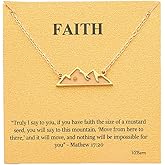 VZBarn Dainty Gold Plated Stainless Steel Faith Necklace for Women Tiny Move Mountains Charm Choker Christian Jewelry Gift