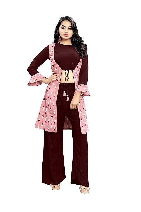 Buy Shop Women's Rayon Wrap Kurti With Plazo at Amazon.in