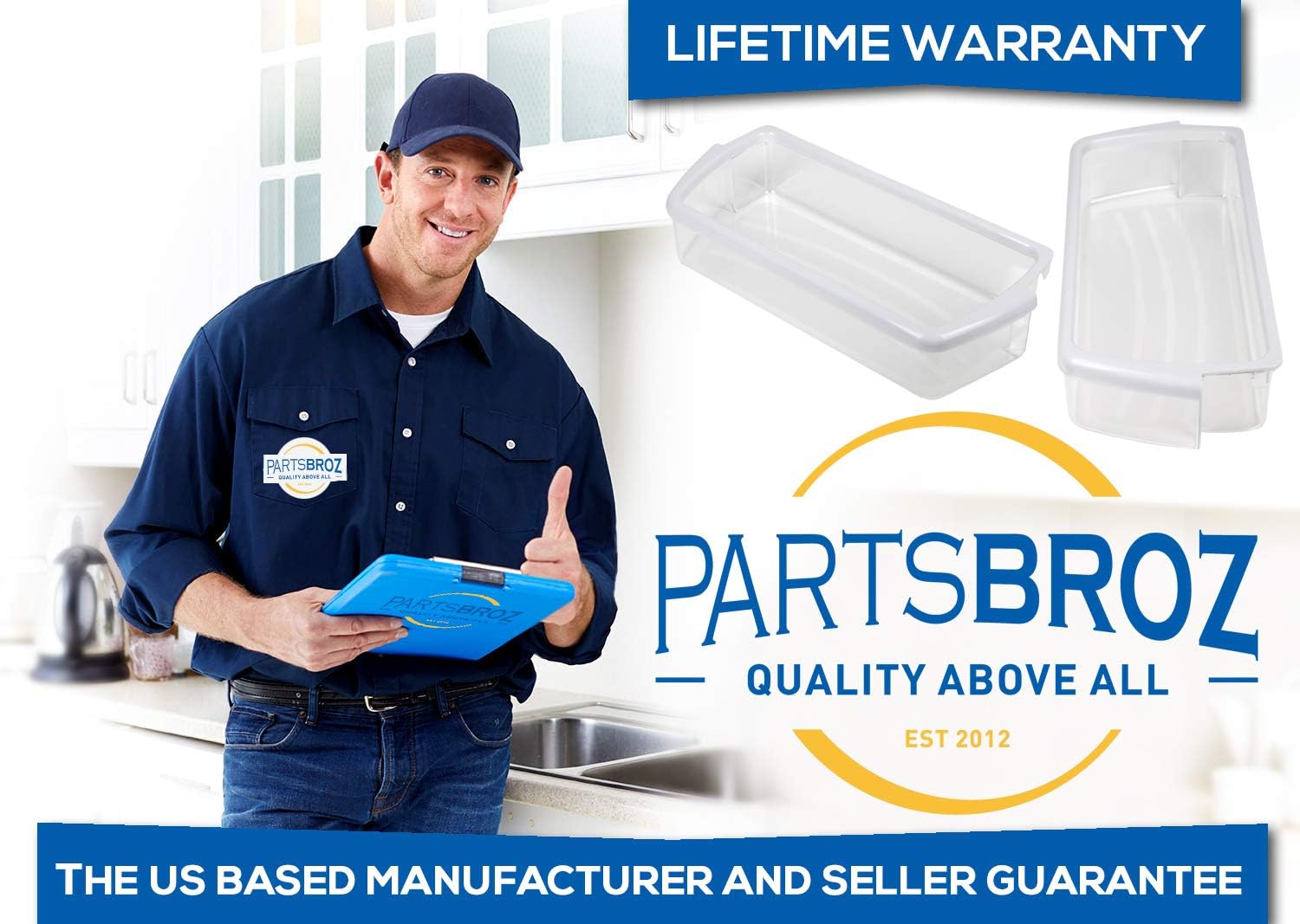 W10321304 Refrigerator Door Shelf Bin by PartsBroz - Compatible with Whirlpool Refrigerators - Replaces WPW10321304, AP6019471, 2171046, 2171047, 2179574, 2179575, 2179607: Home Improvement
