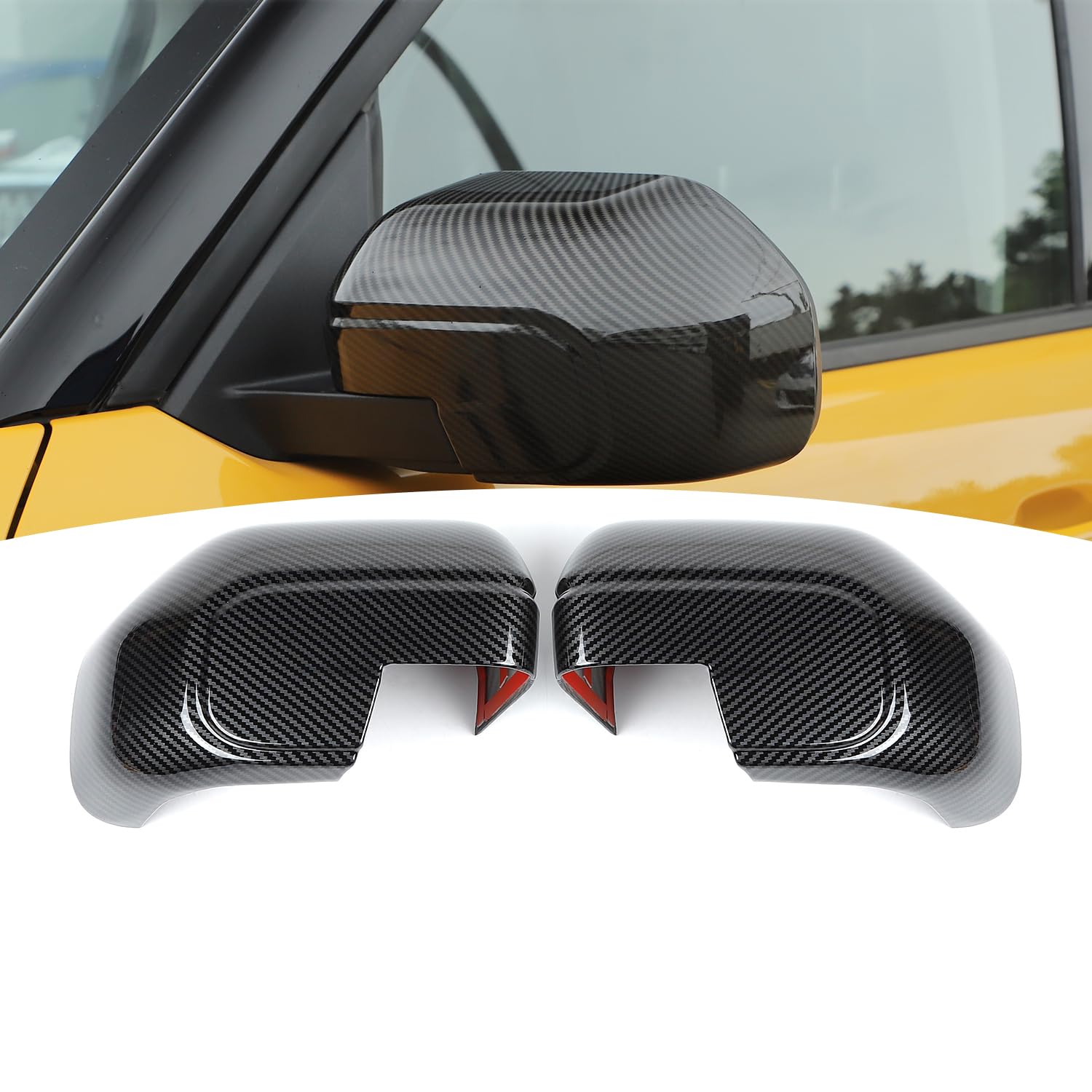Photo 1 of PDKLIN for Bronco Sport Sideview Mirror Cover Trim Carbon Fiber Compatible with Ford Bronco Sport 2021-Present Carbon Fiber Exterior Accessories 2pcs (for Mirror Without Light & Only for Sport)