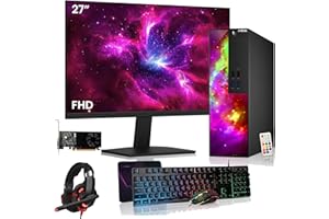 AXOII RGB Gaming PC Desktop Computer + 27 Inch FHD Monitor – Intel Core i5 up to 3.60 GHz, Radeon RX 550 4GB, 16GB DDR4, 512G