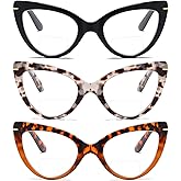 prtcslwd 3 Pack Bifocal Cat Eye Reading Glasses for Women Oversized Blue Light Blocking Computer Readers