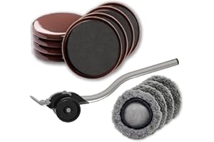 JHCHU Furniture Lifter Sliders Mover Kit for Carpeted & Hard Floor Surfaces,Move Heavy Furniture Quickly & Easily,3-in-1 Moving System(1 Lifter Tool & 8 Sliders)