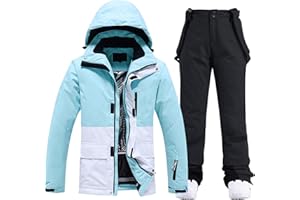 RIUIYELE Women's Ski Jackets and Pants Set Waterproof Insulated Snowsuit Winter Warm Skisuit Fashion Snowboarding Snow Coat