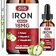 Liquid Iron Supplement for Women & Men Iron Drops Iron Supplements for Anemia with Folate, Vitamin C, B12 for Red Blood Cell Support-Green Apple Flavor, 2 Fl Oz