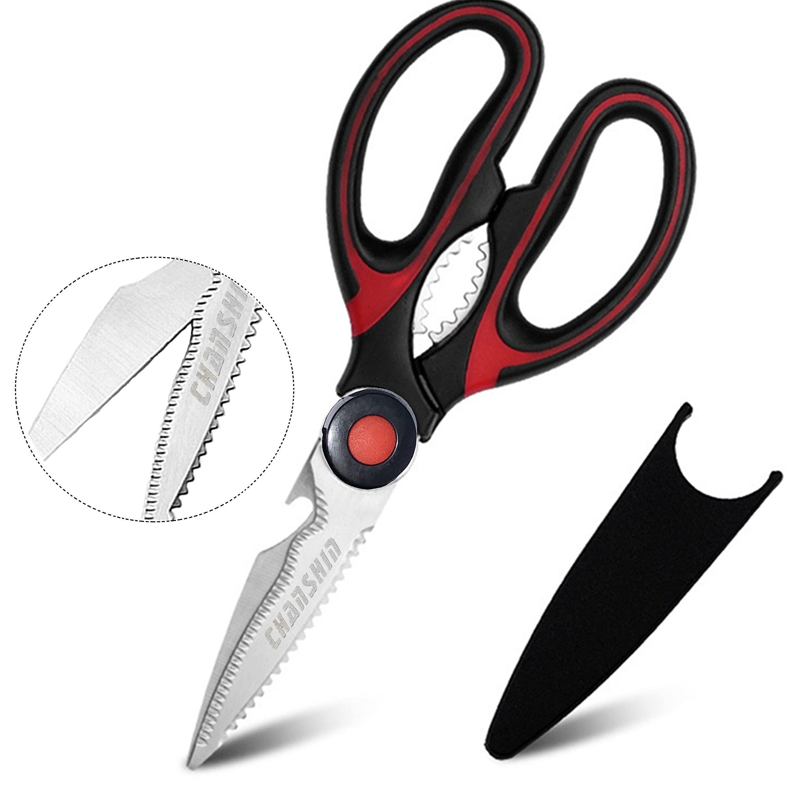 CHANSHIN Heavy Duty Kitchen Scissors - Sharp Multi-Purpose Shears for Chicken, Fish, Meat, Vegetable, BBQ, Flower, Nut