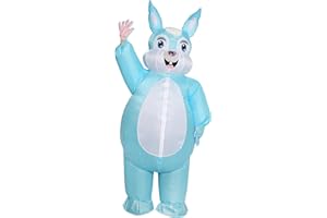 JYZCOS Blow-up Easter Bunny Costume Adult Inflatable Rabbit Costume Barney Full Mascot Halloween Easter (Blue)