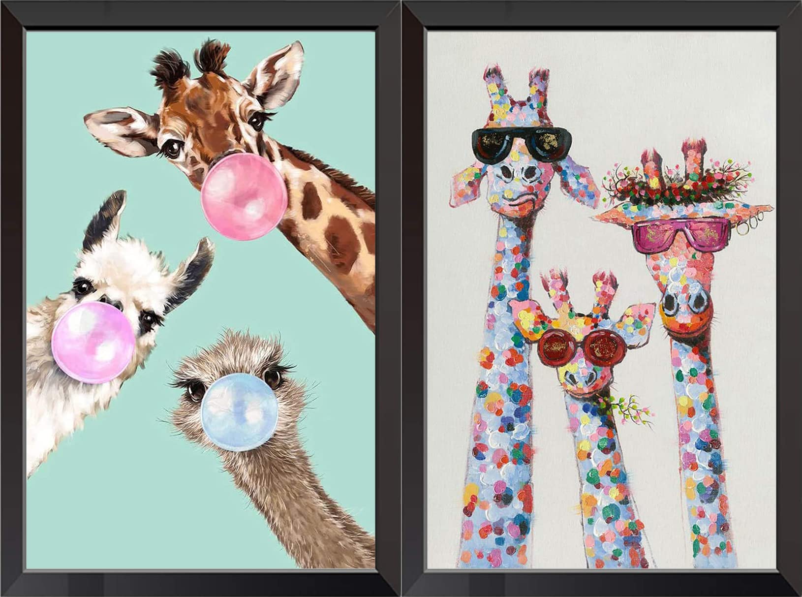 VEGCOO 2 Packs Embroidery Cross Stitch Kits for Adults Beginners, Giraffes & Alpaca Pre Printed Embroidery Cross Stitch Kit 11CT Needlework Kit DIY Artwork for Adults Home Decor or Gifts (30 × 40 cm)