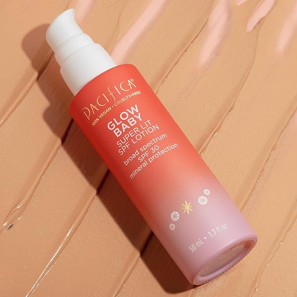 PACIFICA BEAUTY GLOW BABY SUPER LIT SPF 30 LOTION, SKINCARE, BROAD SPECTRUM, UVA/UVB SUN PROTECTION, ZINC OXIDE, MINERAL SUNSCREEN, FACE LOTION, TINTED MOISTURIZER, VEGAN, 1.7 FL OZ (1 COUNT)
