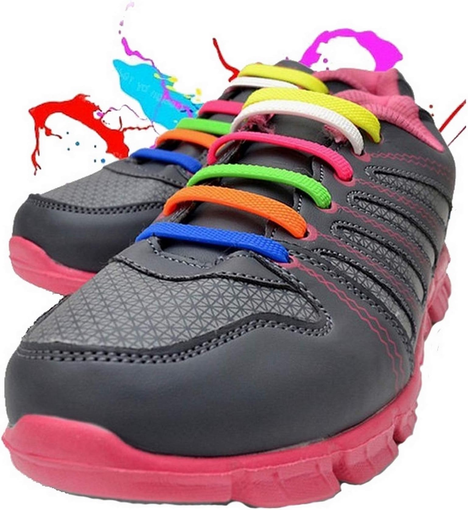 WELKOO® elasticated no-tie waterproof silicone shoe laces for adults or children - 16- and 12-piece packs - carious colours available
