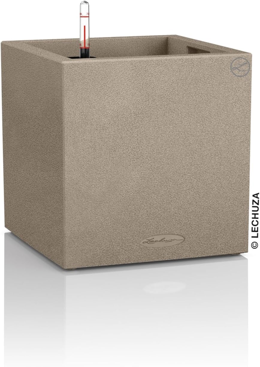Lechuza Canto Stone 40 Low Sand Beige Plant Cube - Stylish & Functional