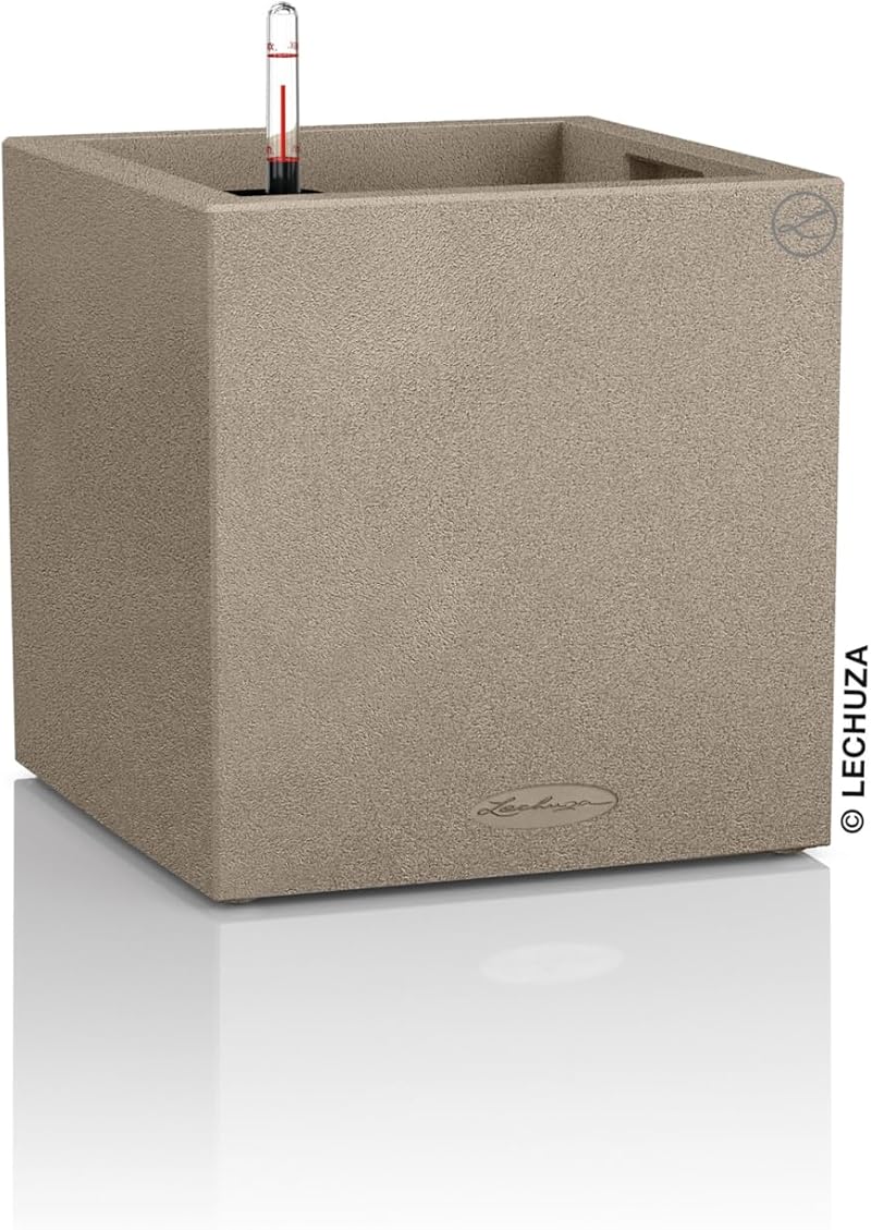 Lechuza Canto Stone 40 Low Sand Beige Plant Cube - Stylish & Functional