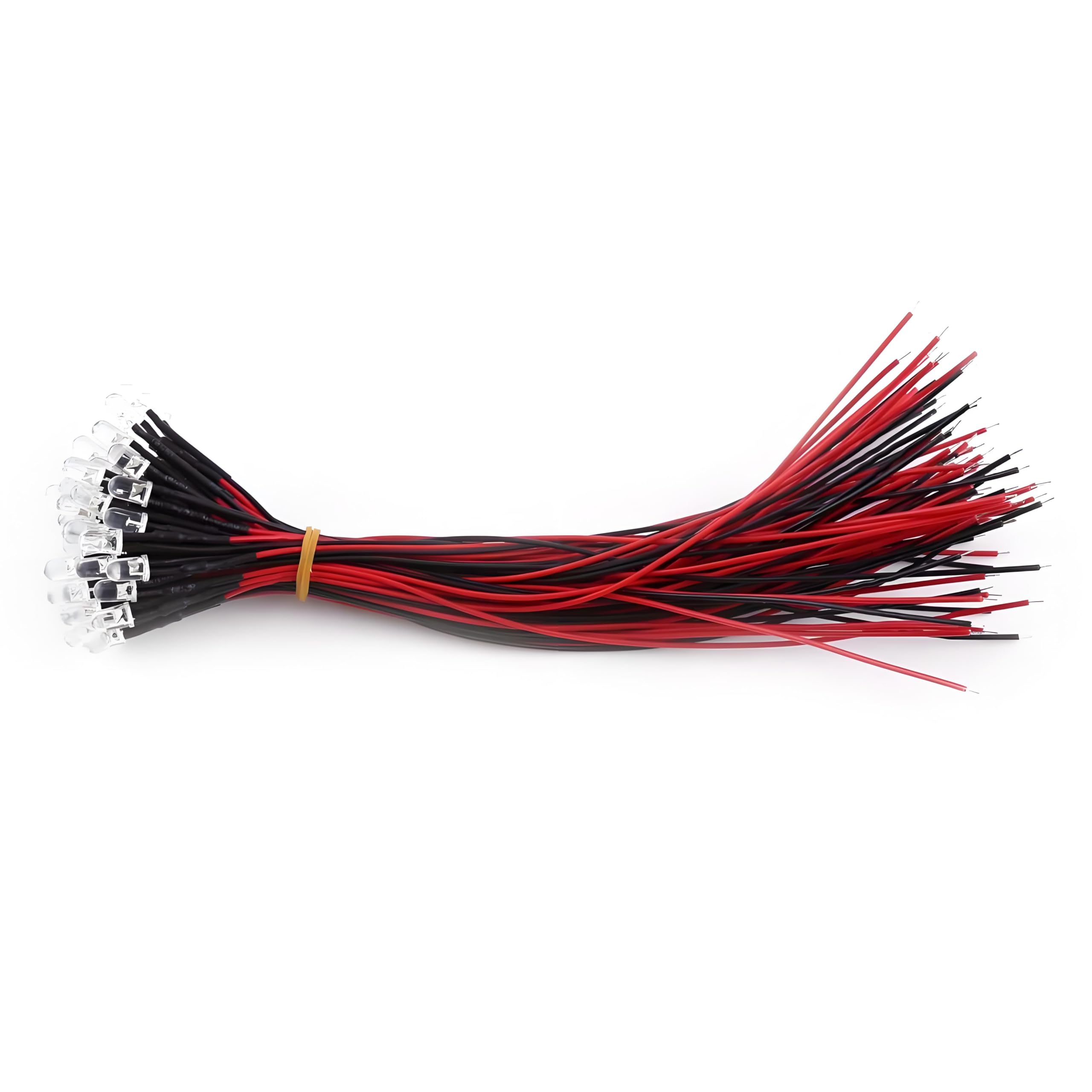 50pcs LED Diodes Lights DC 9-12V Pre-Wired Emitting Diode LED Lamp Bulb for Car Boat DIY Toys Model and Parties (5mm White)