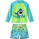 Baby Boys Swim Set Long Sleeve Rash Guard Set for Toddler Boys Two Piece Bathing Suits Swimwear