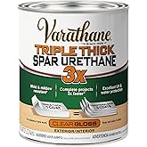 Varathane Triple Thick Gloss Spar Urethane | Interior &amp; Exterior Wood Projects, 3X Thicker One‑Coat Coverage, UV &amp; Water Protection, Durable Finish, Quart