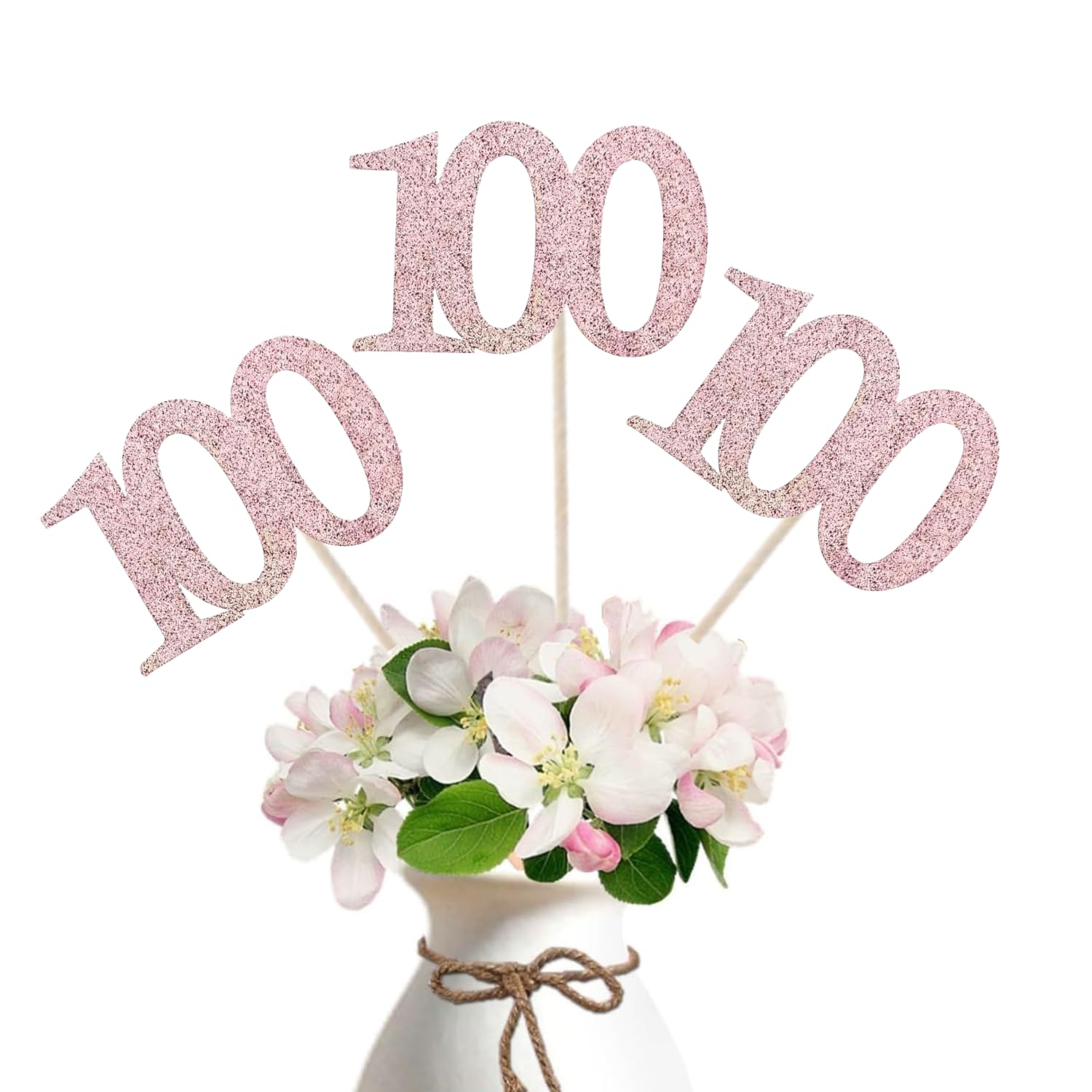 Photo 1 of 10-Pack Double Sided 100th Birthday Centerpiece Anniversary Centerpiece Sticks, Number 100 Table Decorations for 100th Party Decorations (Double Sided rose gold)