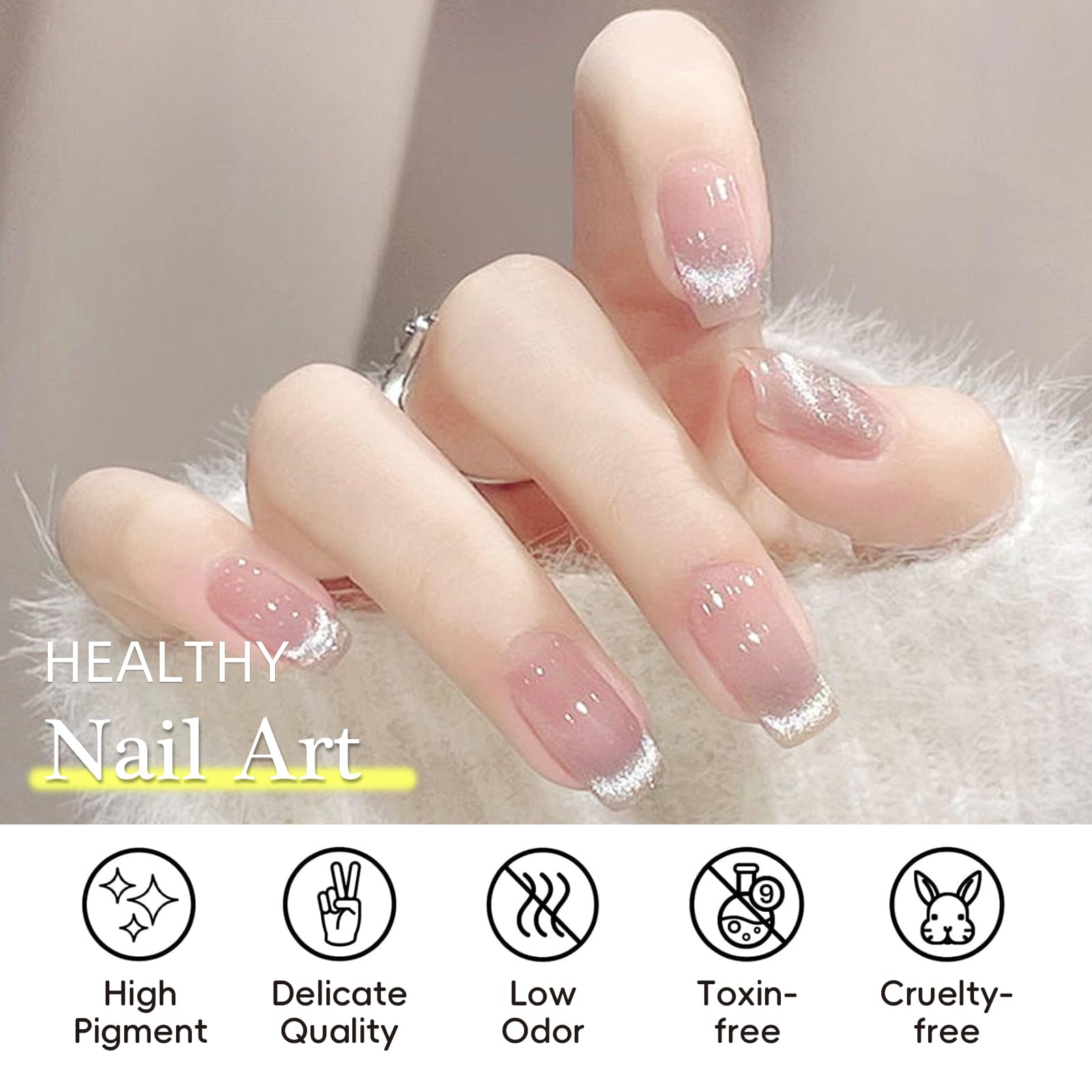 TWOEIGHT Jelly Magnetic Cat Eye Gel Nail Polish Set 8ml*6 with 1Magnets Silver Rose Gold Pink Red Purple Nail Salon DIY at Home Sparkle Stunning Gel Polish Gift for Women - Image 7