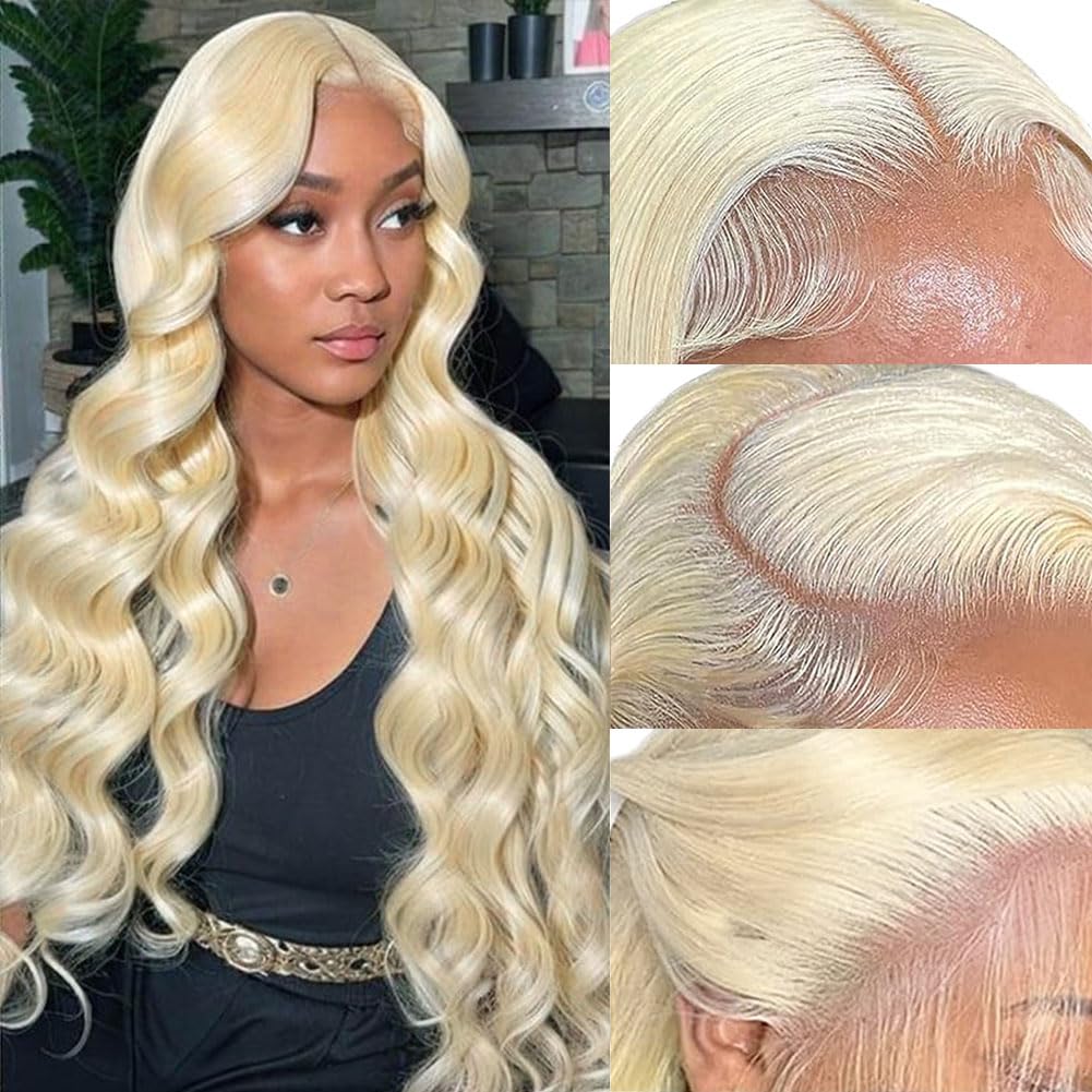 32 Inch 613 Human Hair Wig 13x6 HD Lace Body Wave Blonde Wigs For Women Real Human Hair 180% Density