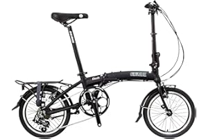 SOLOROCK 16" 8 Speed Aluminum Folding Bike - Dash Model - V Brakes, with Fenders & Alloy Rear Rack, Stainless Steel Spokes & 