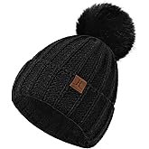 Valkgard Womens Winter Hat with Pom Pom, Knit Fleece Beanie Hats for Women Cold Weather, Warm Toboggans Cap