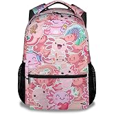 COOPASIA Axolotl Backpack for Girls Boys, 16 Inch Axolotl Theme Bookbag with Adjustable Straps, Durable, Lightweight