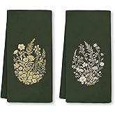 Yjeslw Green Floral Kitchen Towels, Rustic Farmhouse Flower Hand Dish Towels Decor, Nature Cottagecore Botanical Tea Towel for Kitchen Bathroom Decorative, Floral Bathroom Decor, 16x24 Inch Set of 2